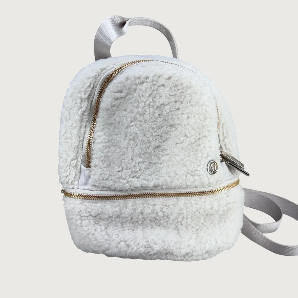 Lululemon City Adventurer Nano Backpack O/S White Fleece Sherpa Cozy Athleisure